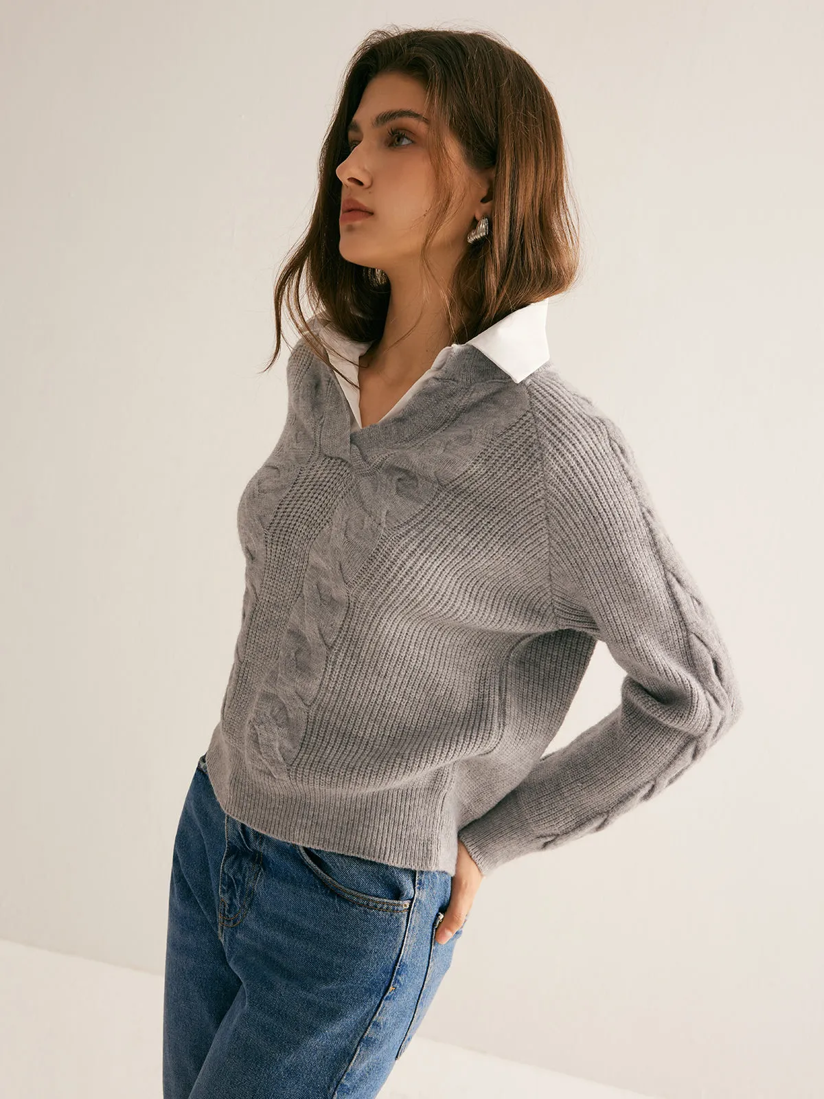 2 in 1 Soft Lapel Sweater