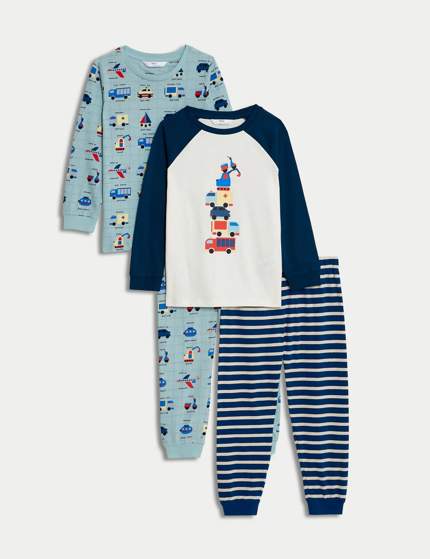 2pk Pure Cotton Transport Pyjama Sets