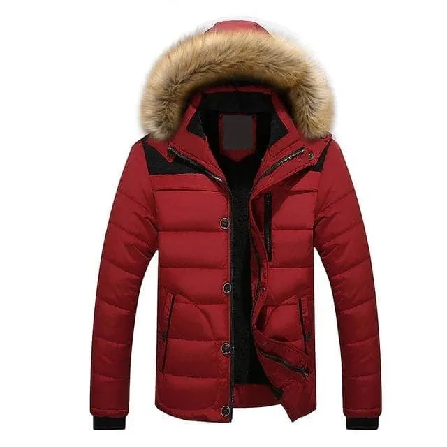 AMANI Design Men's Sports Fashion Red Coat Jacket Premium Quality Thick Parka Hooded Winter Jacket