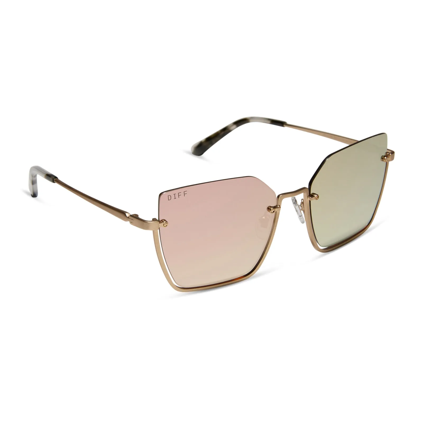 ANALISE - BRUSHED GOLD W KOMBU TEMPLE TIPS   TAUPE MIRROR   POLARIZED SUNGLASSES