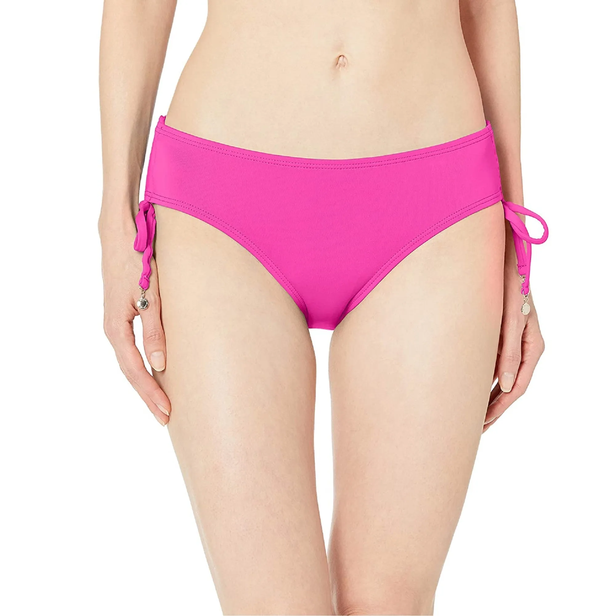 Anne Cole Women's Alex Solid Side Tie Adjustable Bikini Bottom, Pink, XS