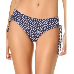 Anne Cole Women's Leaf Printed Side-Tie Bikini Bottom, Navy Print, XS