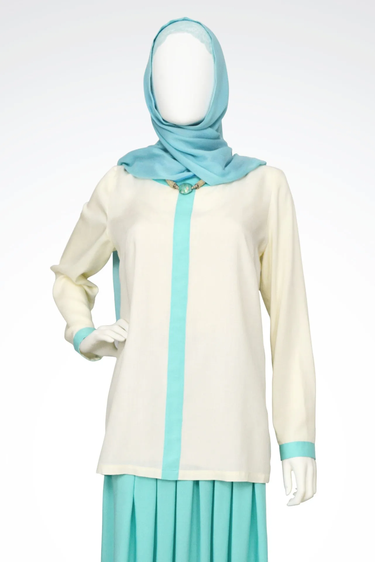 Aqua & Cream Blouse