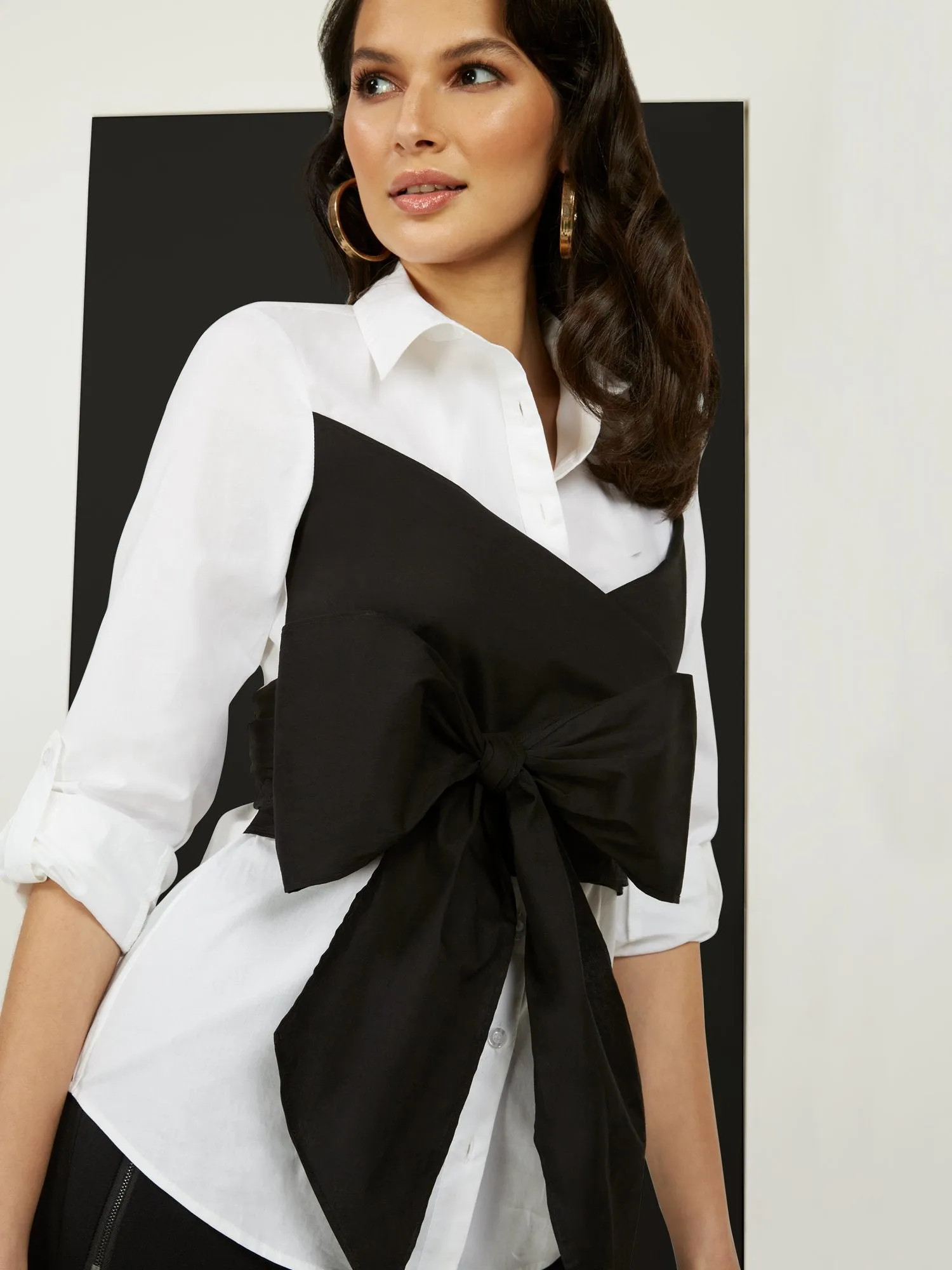 Black & White Drama Wrap Top