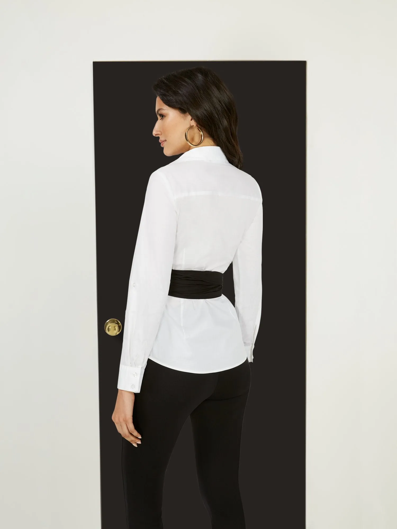 Black & White Drama Wrap Top