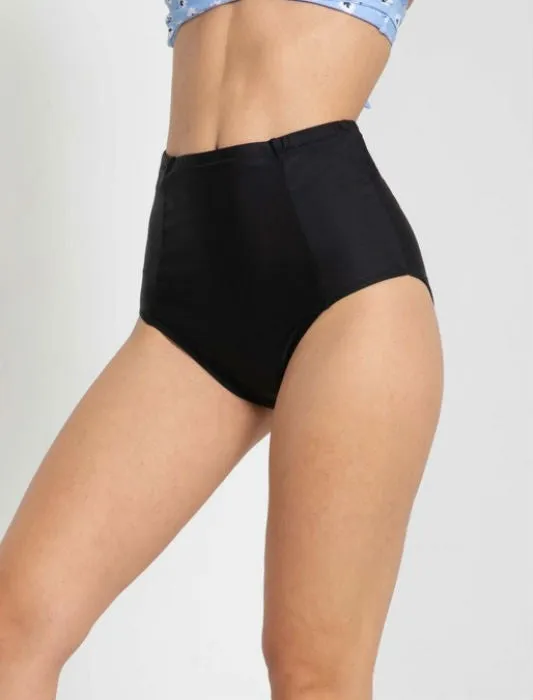 Black High Waist Swim Bottoms