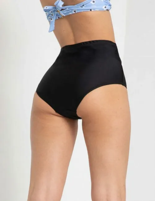 Black High Waist Swim Bottoms