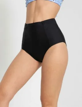 Black High Waist Swim Bottoms