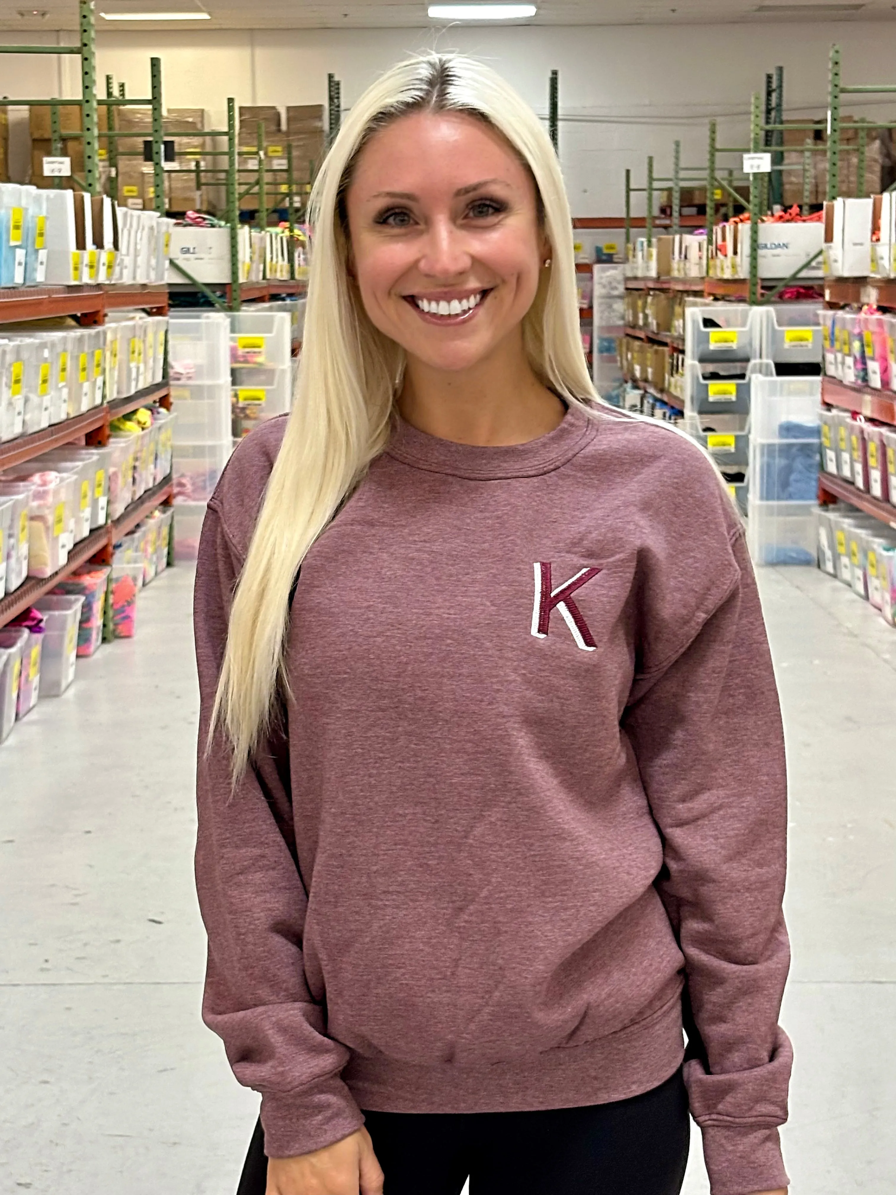 Burgundy Embroidered Initial Sweatshirt (2XL-3XL)