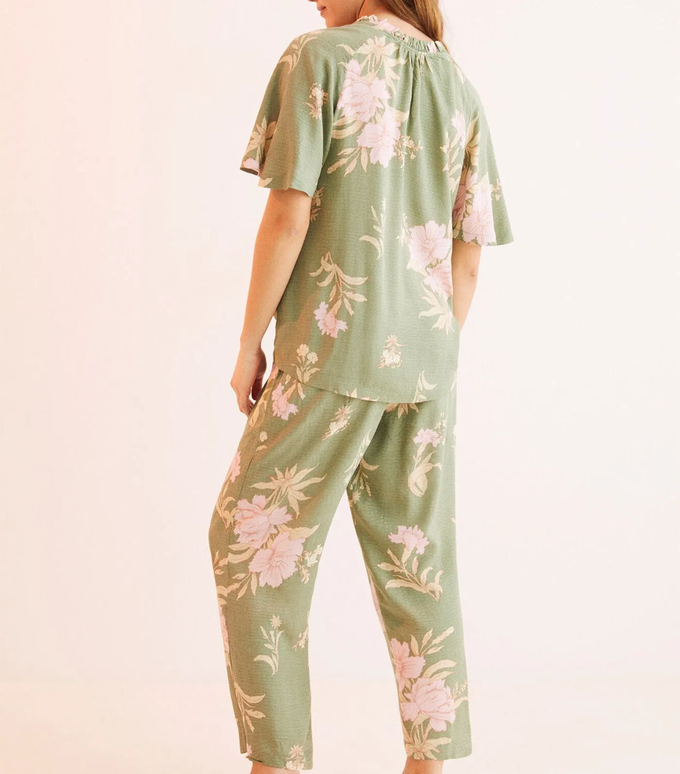 Capri Floral Pyjama Bottoms Green