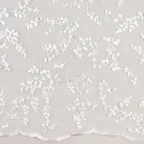 CHERIE Embroidered Mesh - Leaf - Winter white