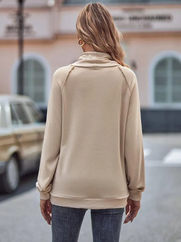 Chic High Neck Patchwork Knit Sweater for Effortless Style