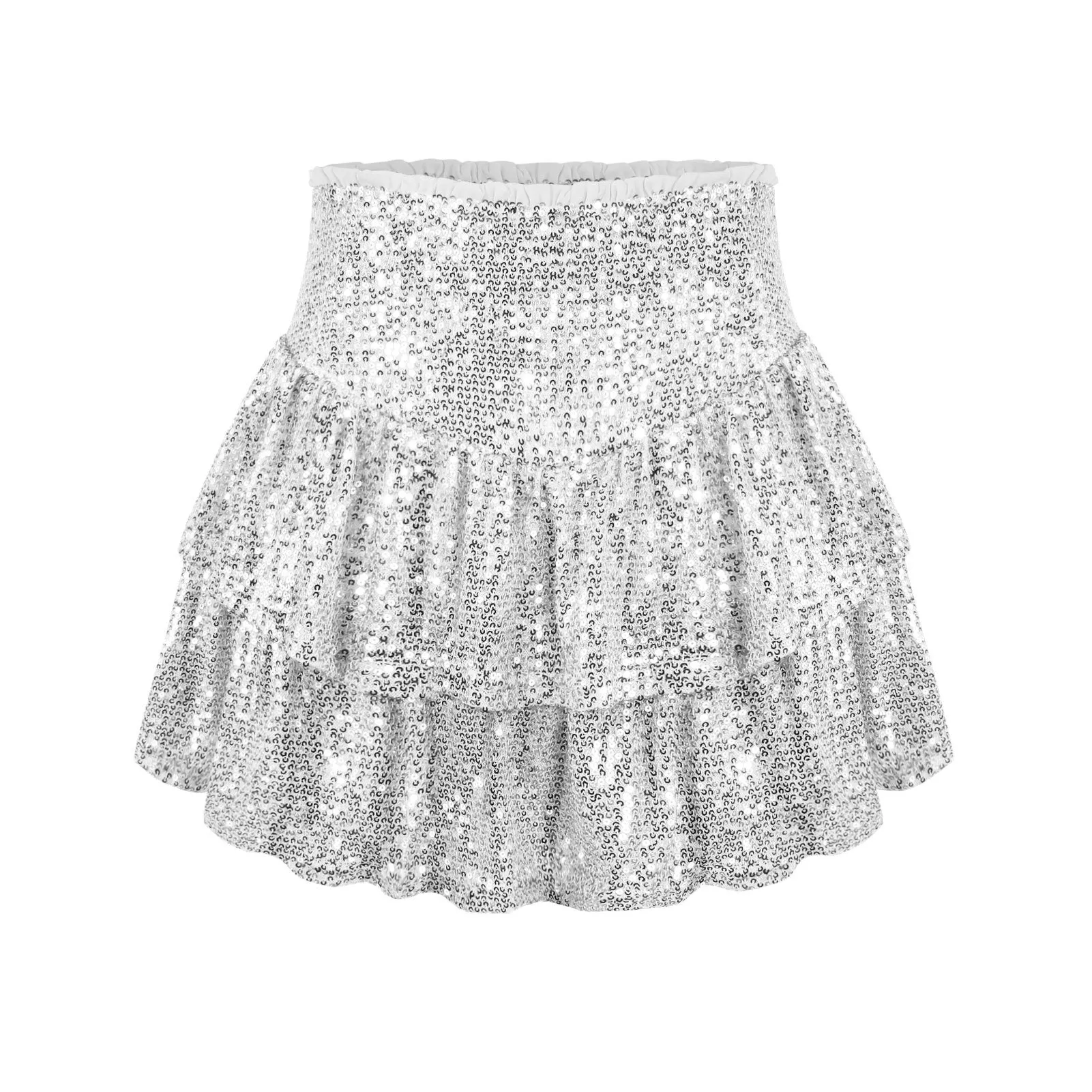 Chic Layer Sequined Pleated Skirt