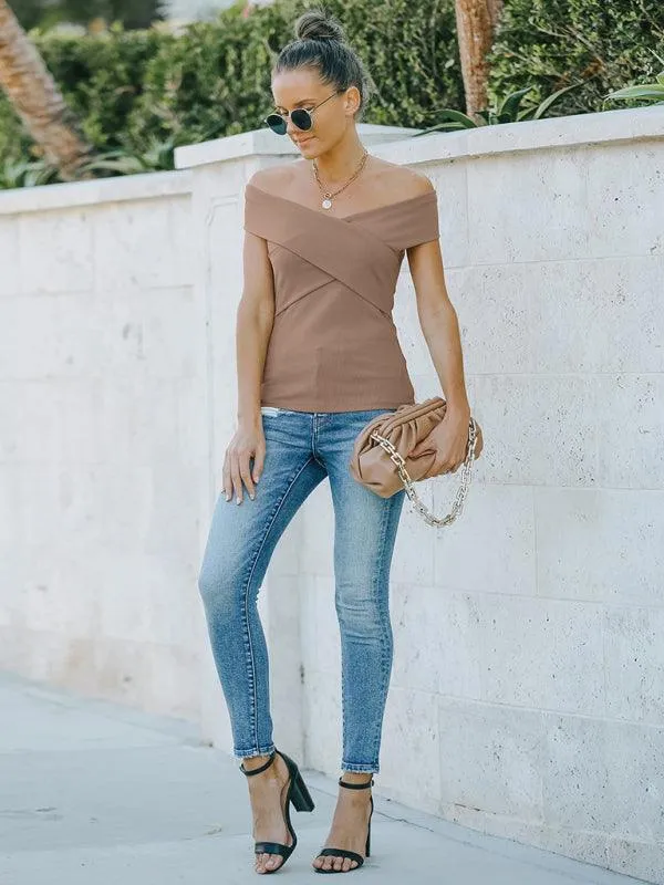 Chic Off-Shoulder Knit Blouse for Women