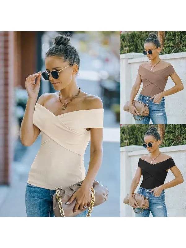 Chic Off-Shoulder Knit Blouse for Women