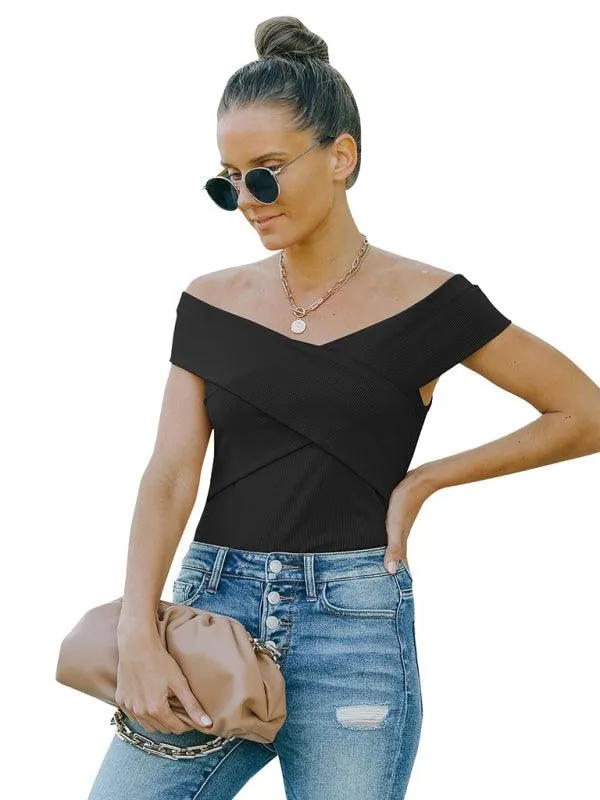 Chic Off-Shoulder Knit Blouse for Women