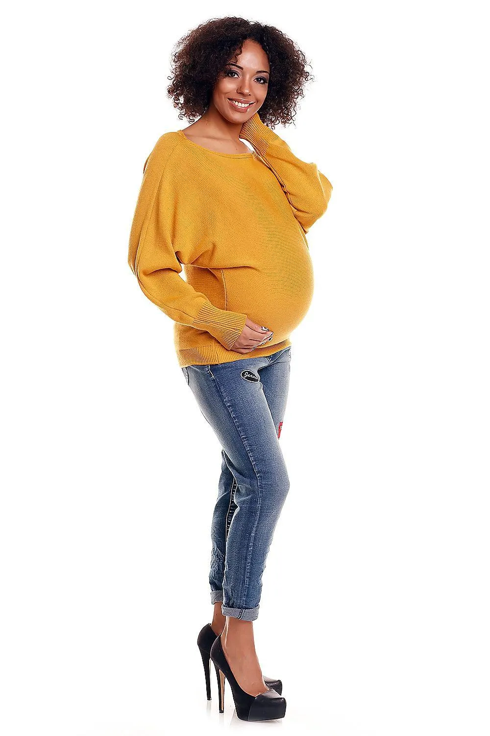 Chic Peekaboo Shoulder Maternity Kimono Sweater