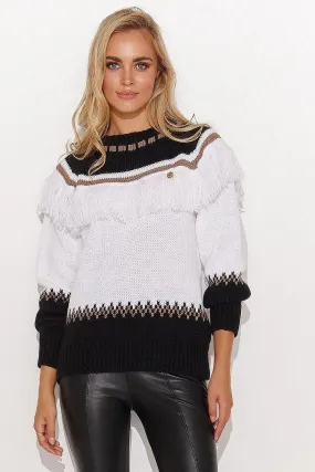 Chic Tassel-Embellished Cappuccino Sweater