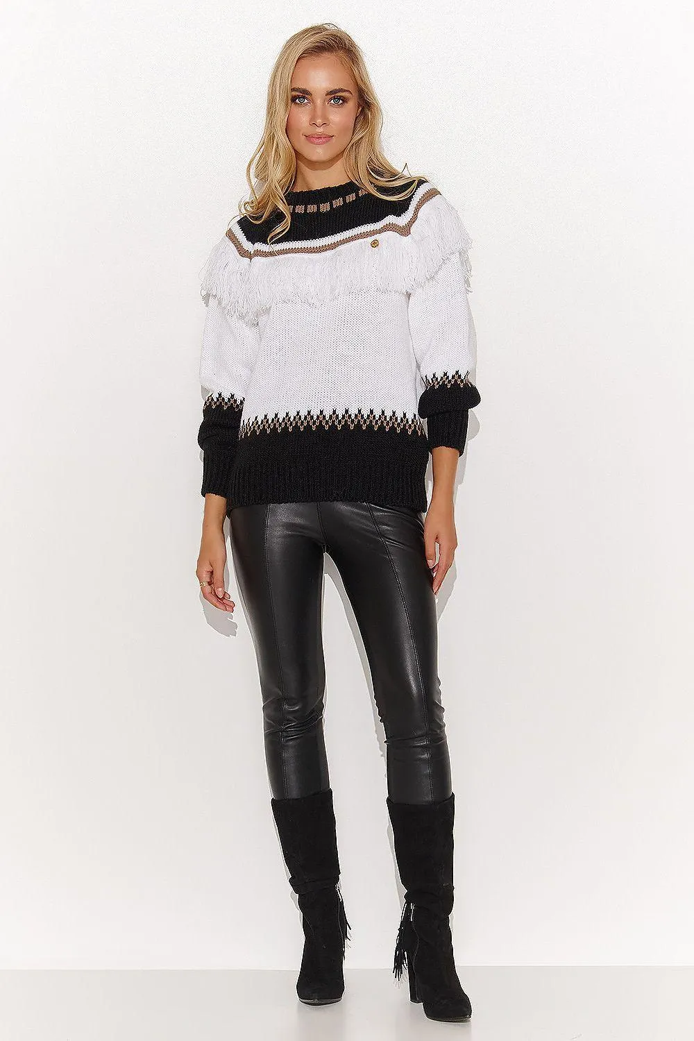 Chic Tassel-Embellished Cappuccino Sweater