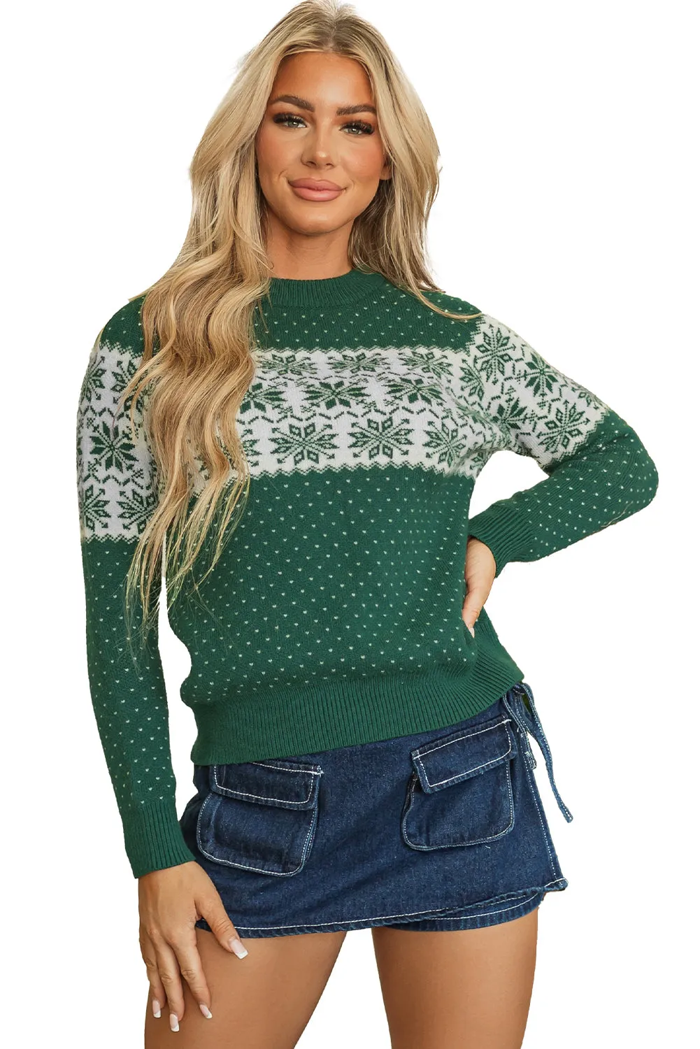 Christmas Snowflake Dotted Print Sweater