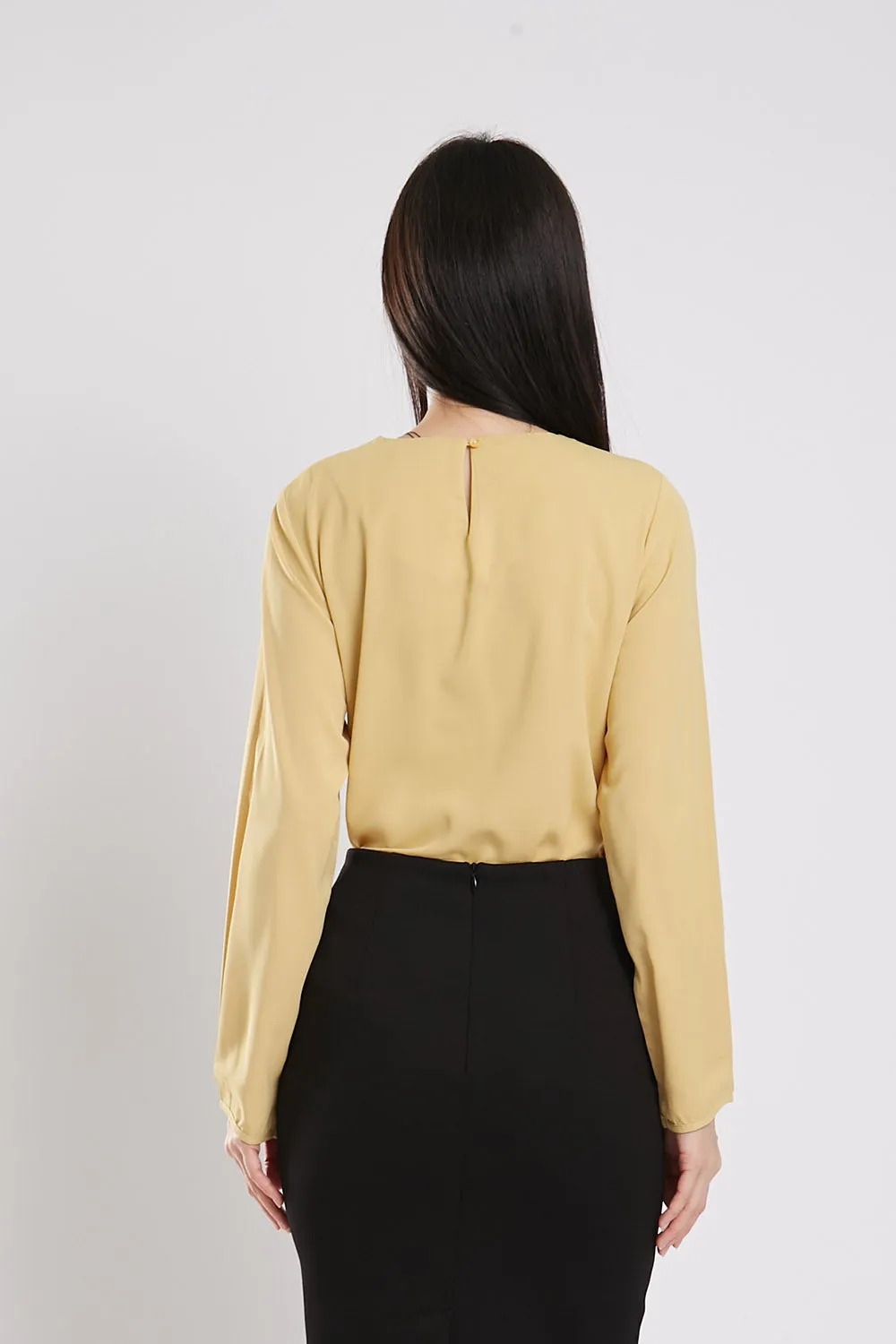 Coleen Ruffle Front Blouse in Light Mustard