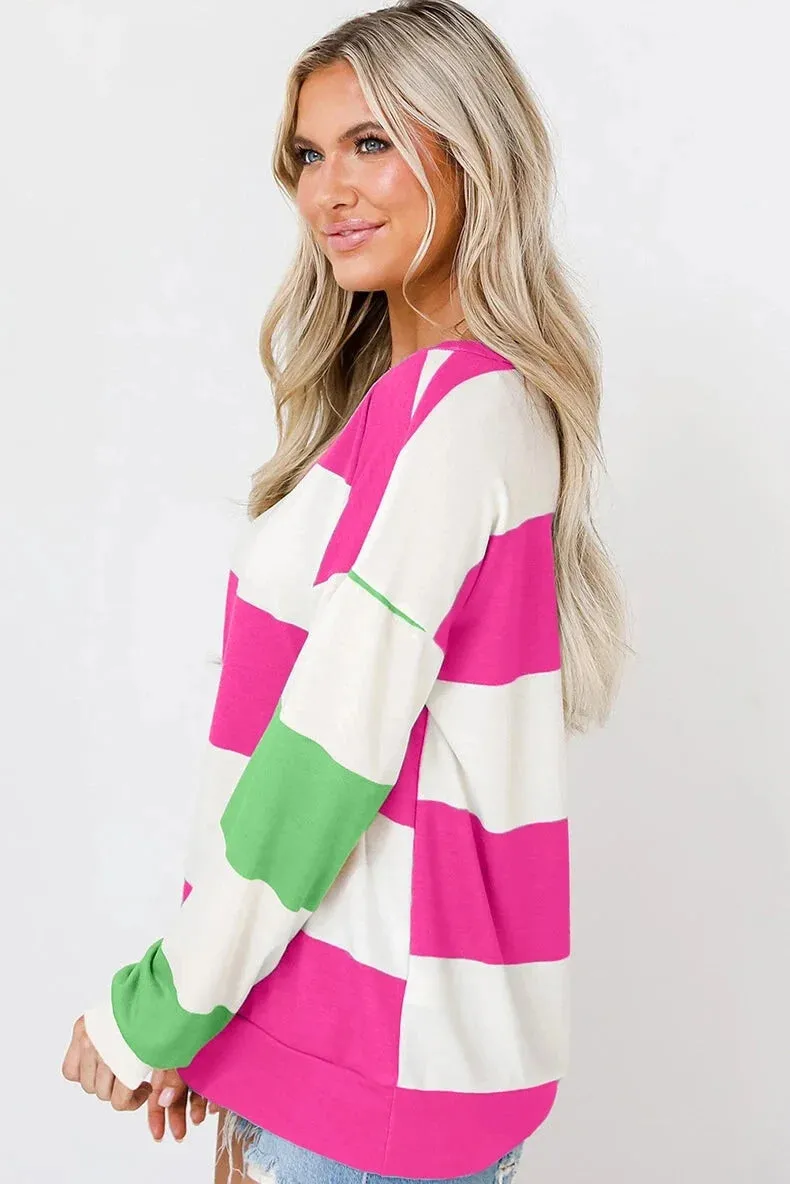 Comfy Multi-Stripe Sweatshirt