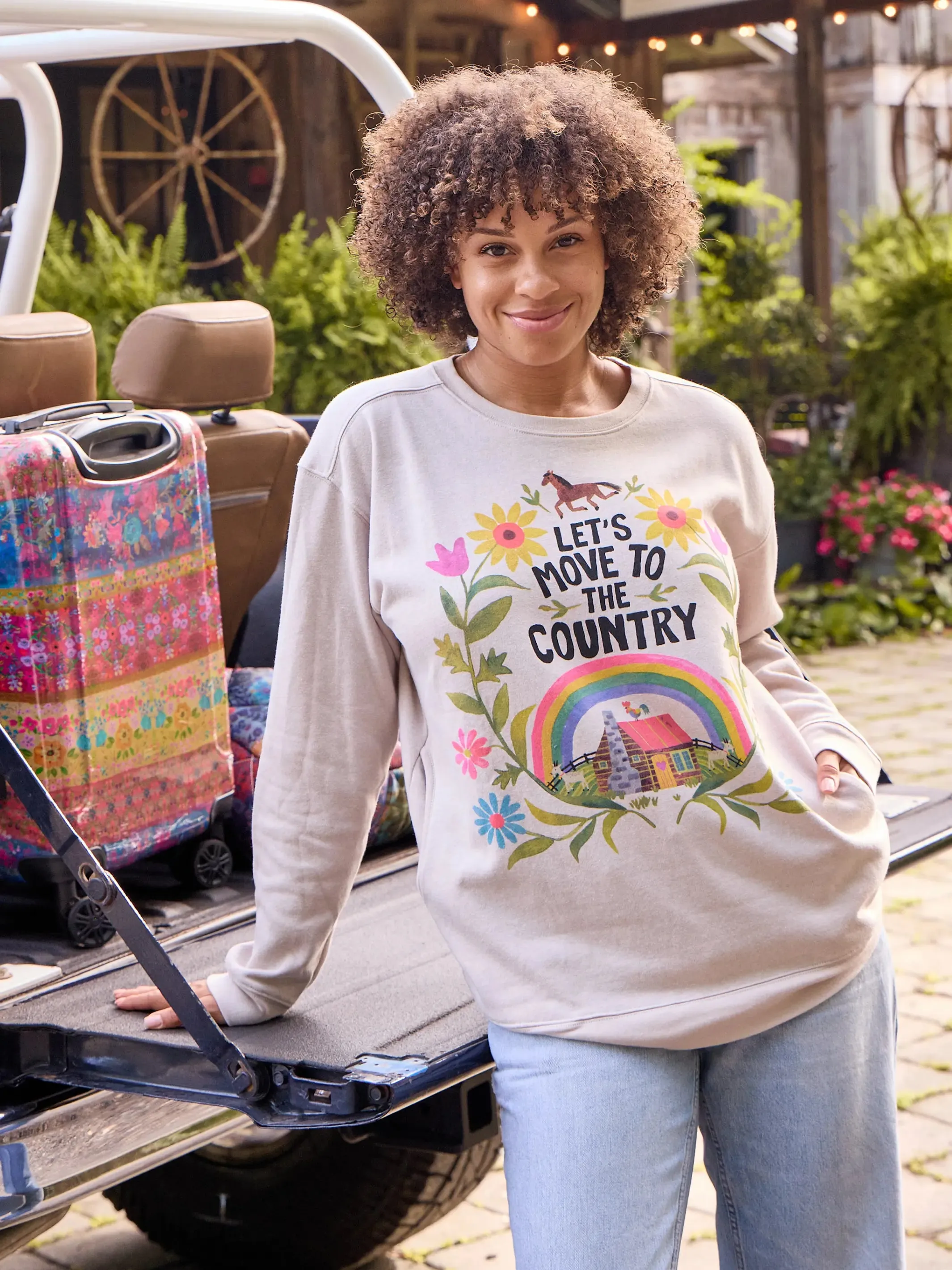 Comfy Pocket Sweatshirt - Let's Move To The Country