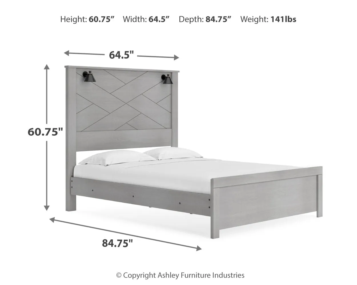 Cottonburg Queen Panel Bed with Mirrored Dresser and Nightstand in Light Gray/White