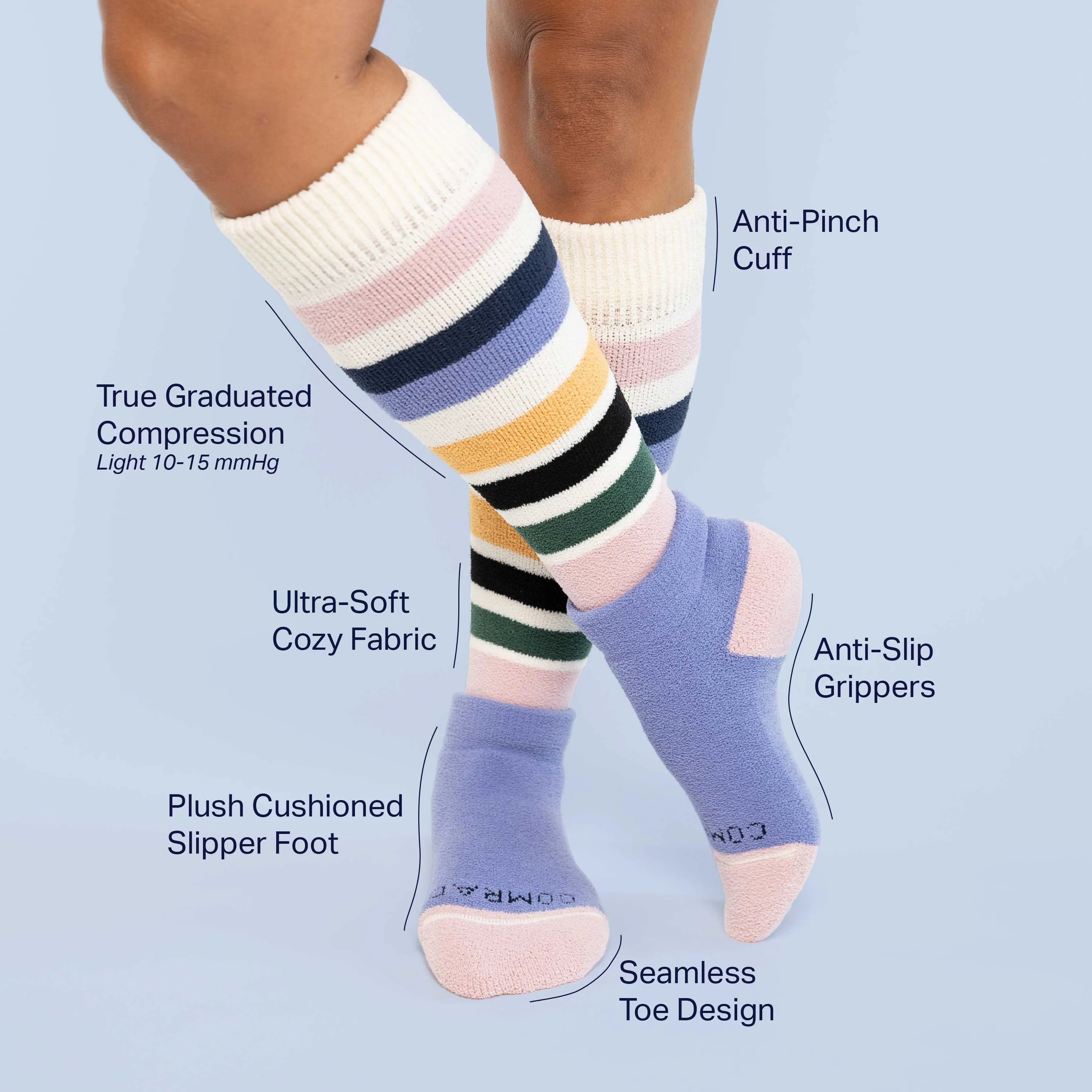 CozyGrip Compression Slipper Socks – Multi