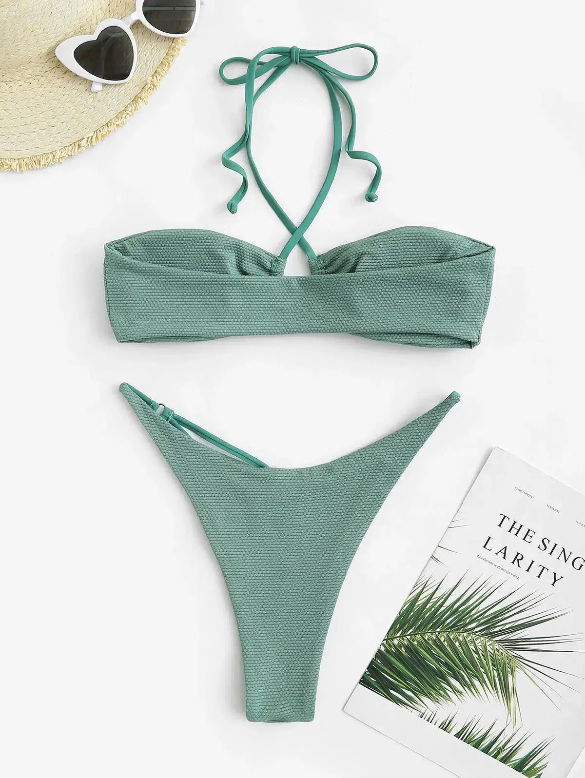 Drawstring Halter Tie Bikini Set