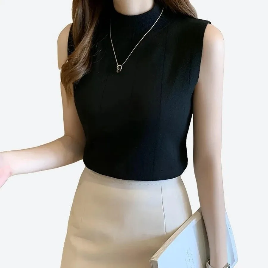 Elegant Sleeveless High-Neck Tops