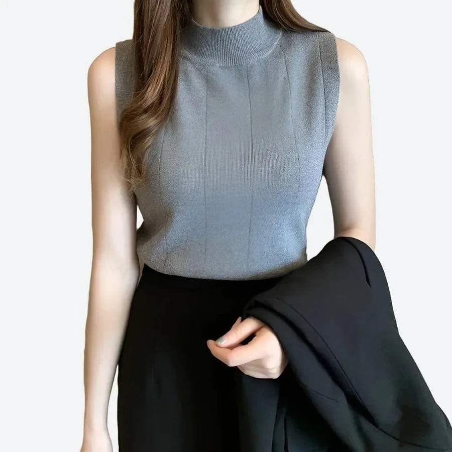 Elegant Sleeveless High-Neck Tops