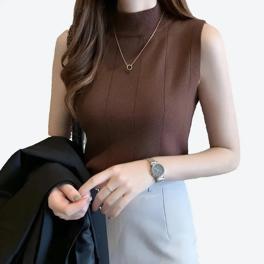 Elegant Sleeveless High-Neck Tops