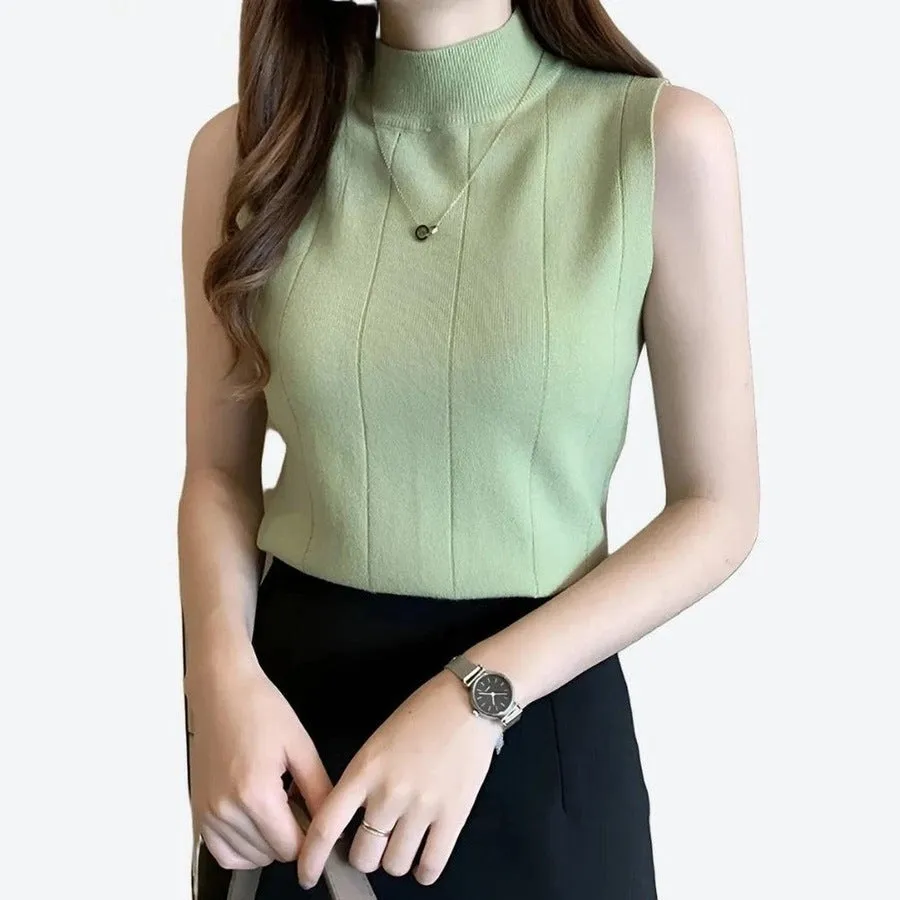 Elegant Sleeveless High-Neck Tops