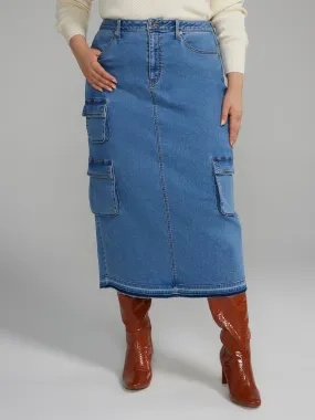 Fashion To Figure - Cargo Denim Midi Skirt