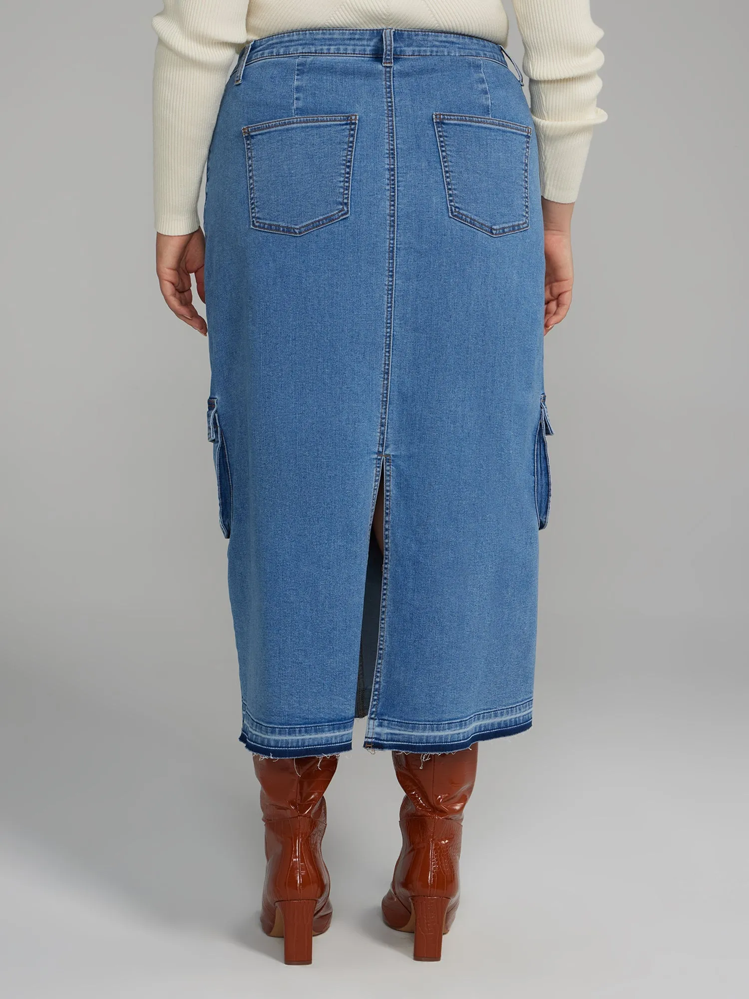 Fashion To Figure - Cargo Denim Midi Skirt