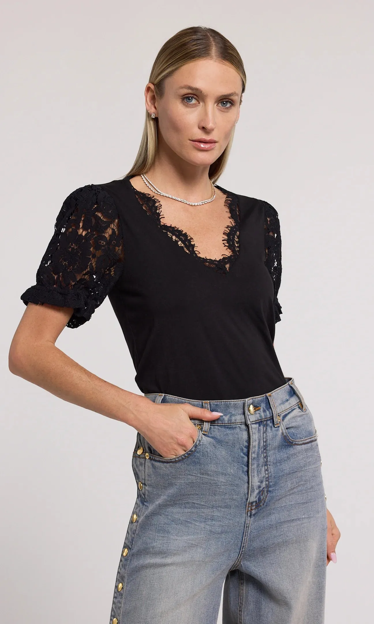 Generation Love Jess Lace Combo Top Black