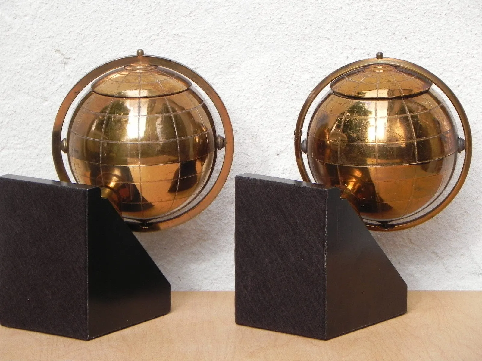 Globe Metal Bookends with Tobacco Holder Compartments