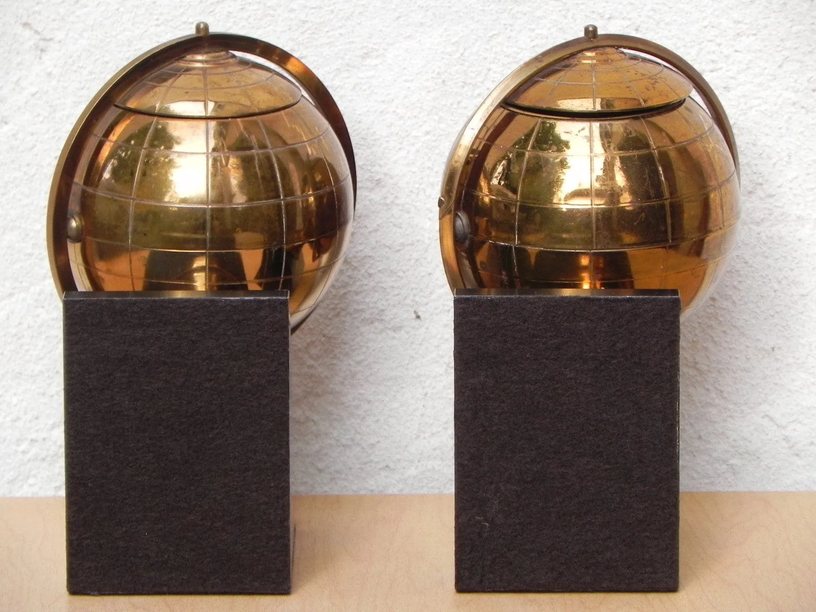 Globe Metal Bookends with Tobacco Holder Compartments