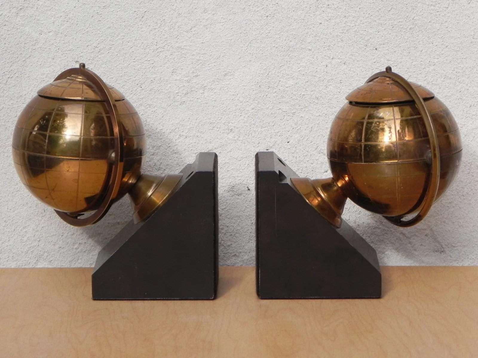 Globe Metal Bookends with Tobacco Holder Compartments