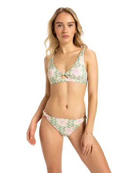 Hibiscus Daze Hipster Bikini Bottoms in Basil Party Waves