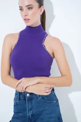 High-neck sleeveless cropped top wholesale