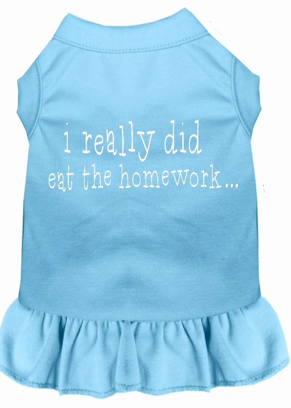 I Really Did Eat The Homework Screen Print Dress Baby Blue 4x (22)