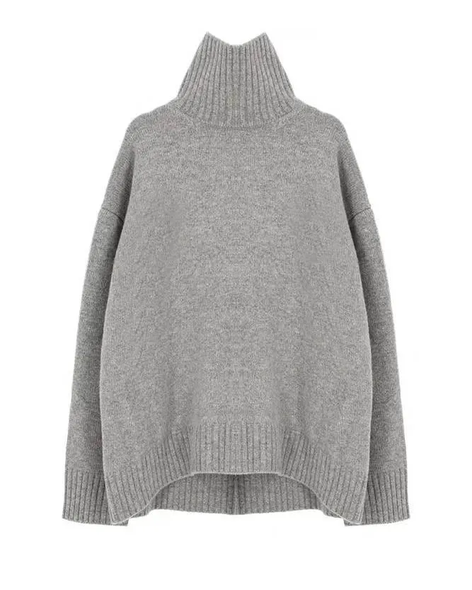 KASIA HIGH NECK KNIT SOFT GREY