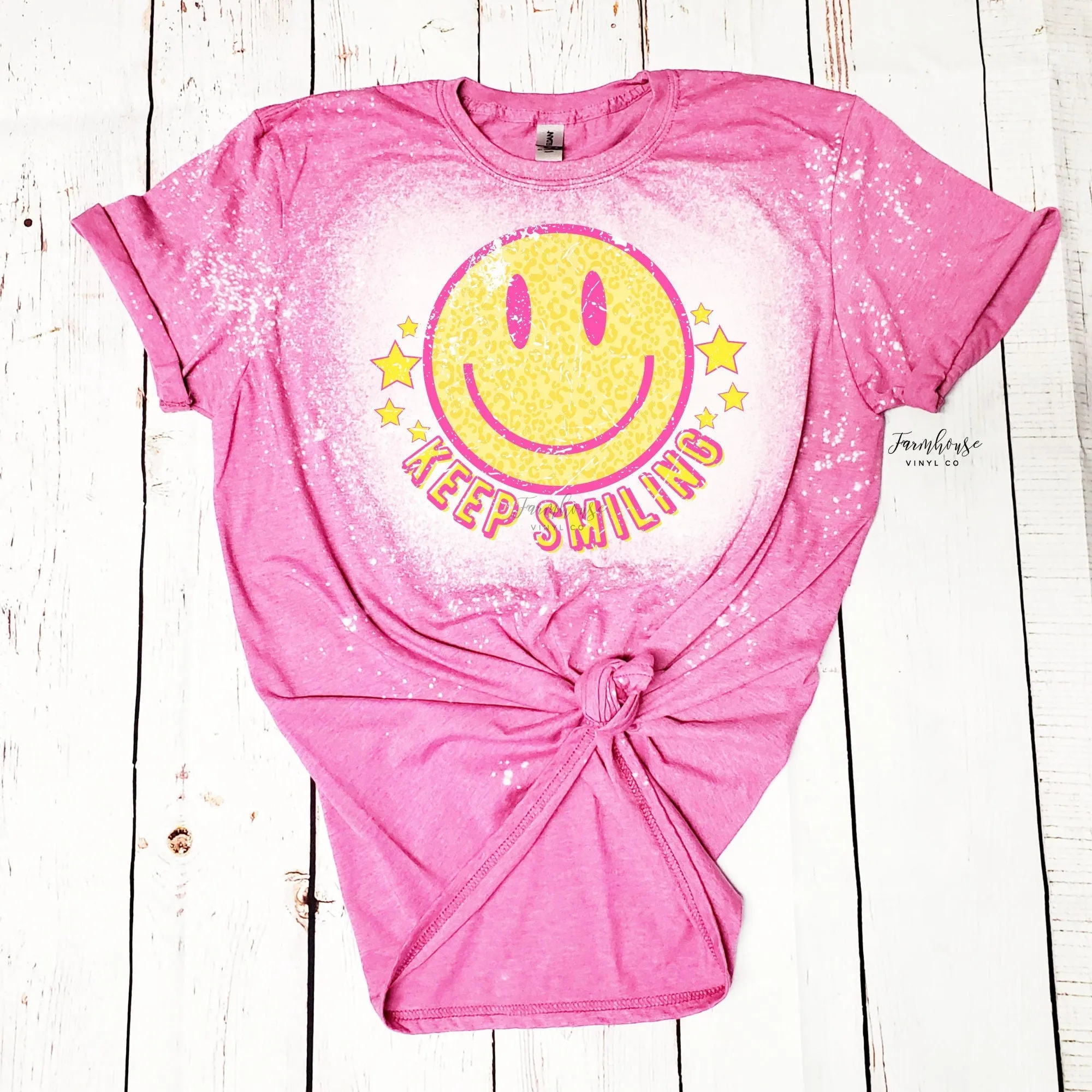 Keep Smiling Neon Face Bleached Shirt