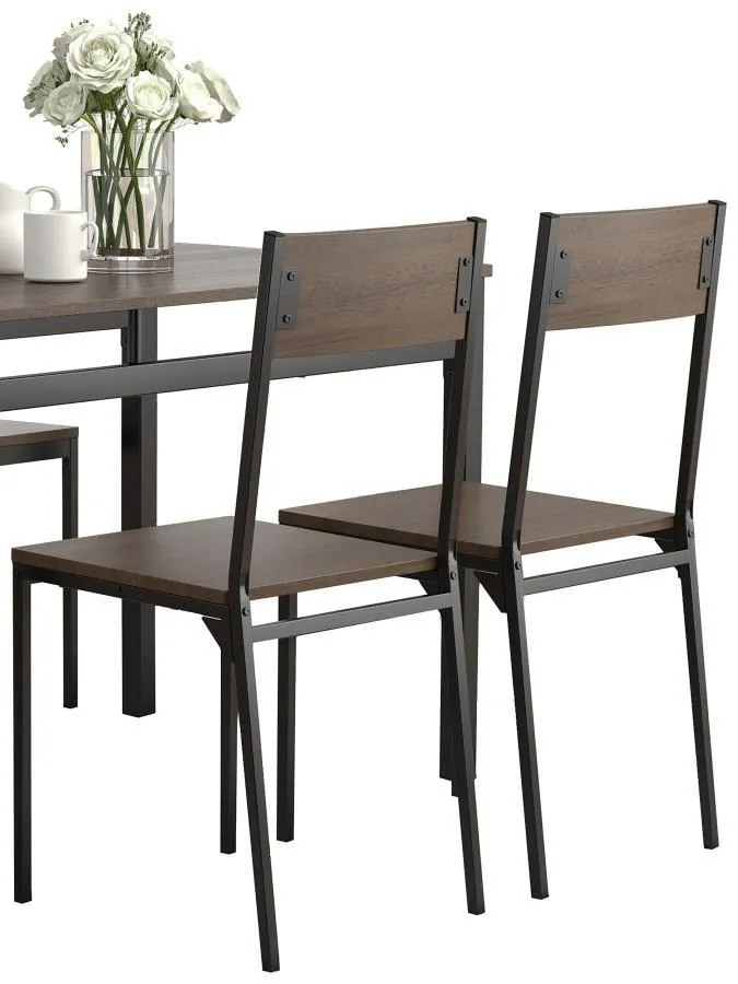 Lana - 5 Piece Rectangular Dining Set - Dark Brown And Black