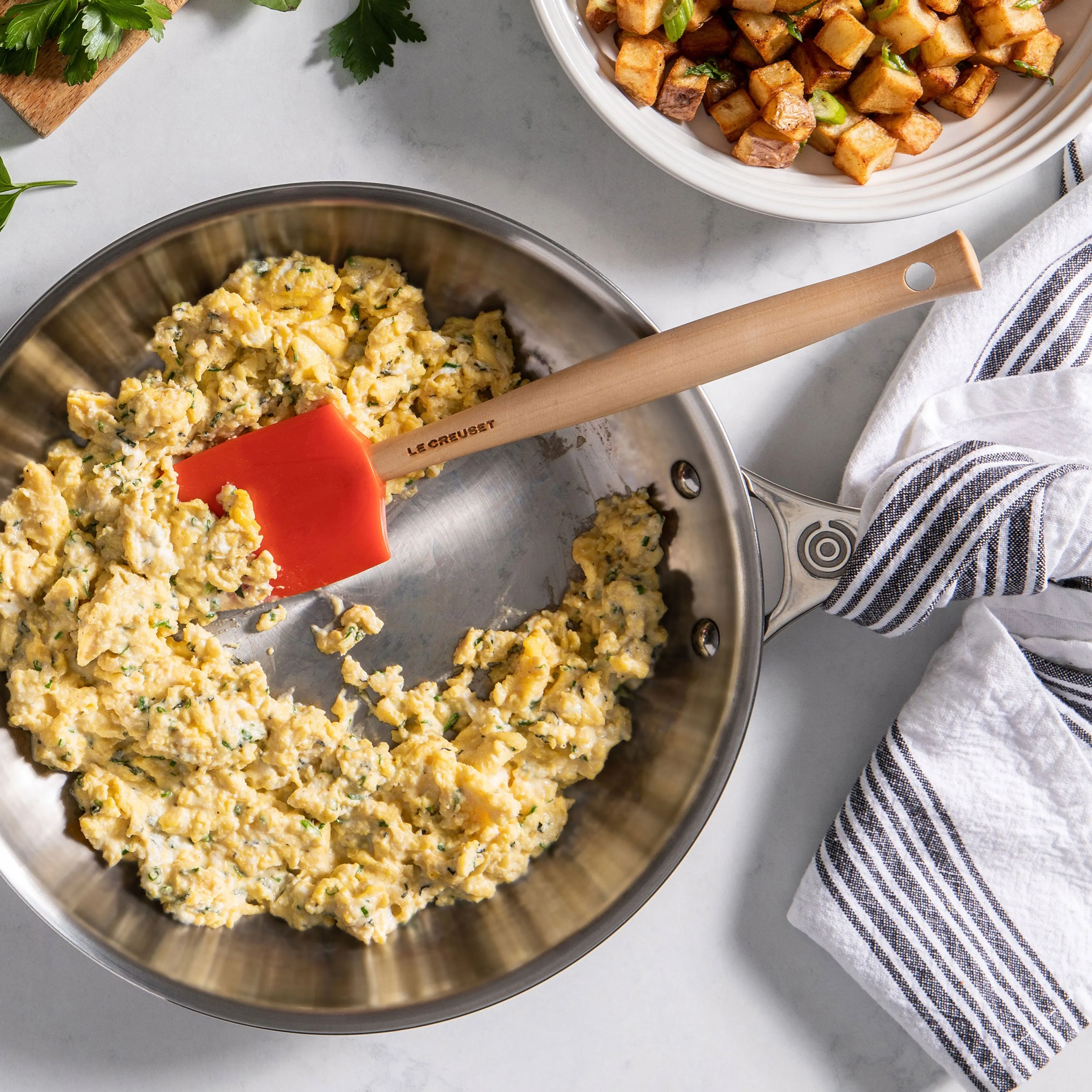 Le Creuset Stainless Steel 12.5" Deep Skillet with Helper Handle