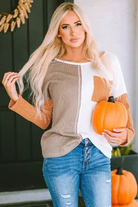 Long Sleeve Chest Knit Top