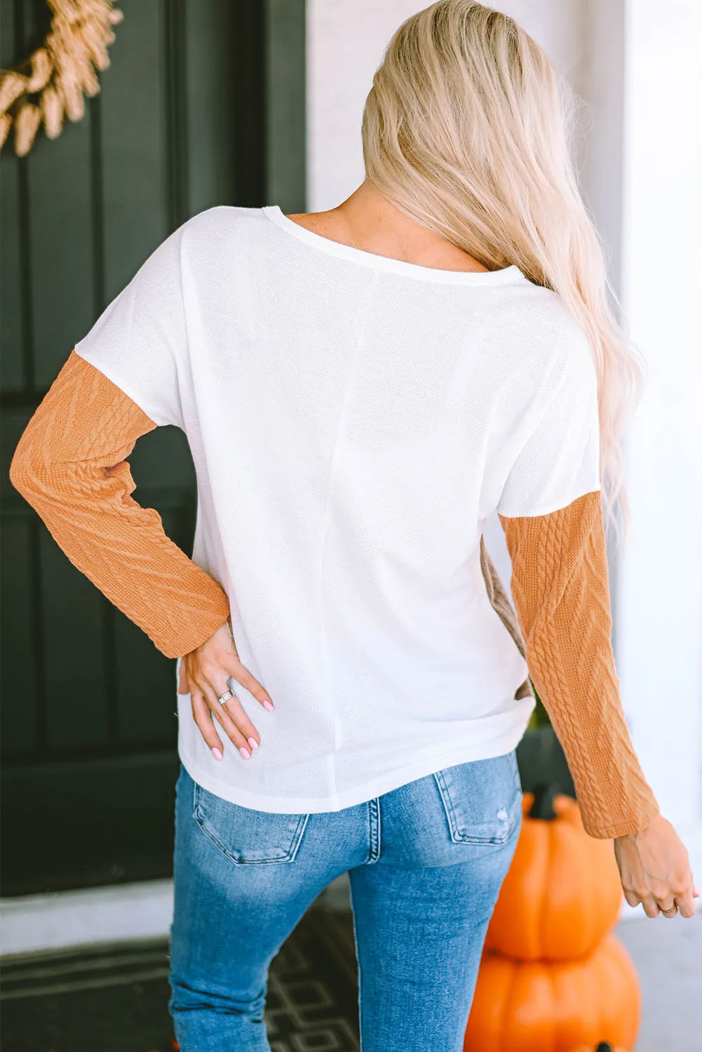 Long Sleeve Chest Knit Top