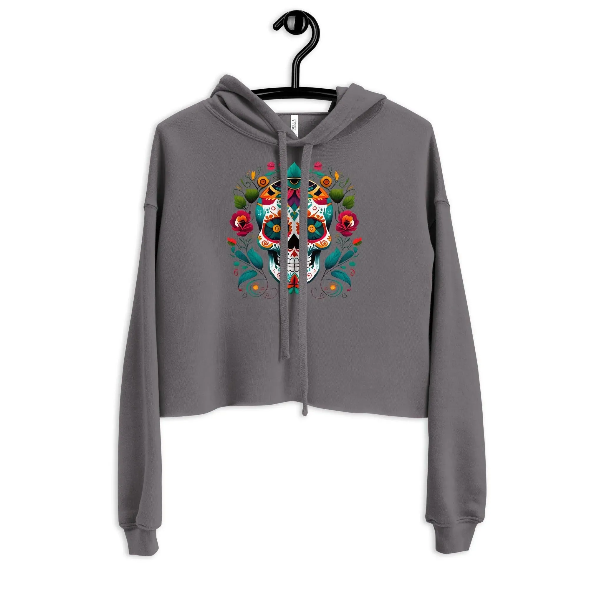 Mexican Sugar Skull Cropped Hoodie